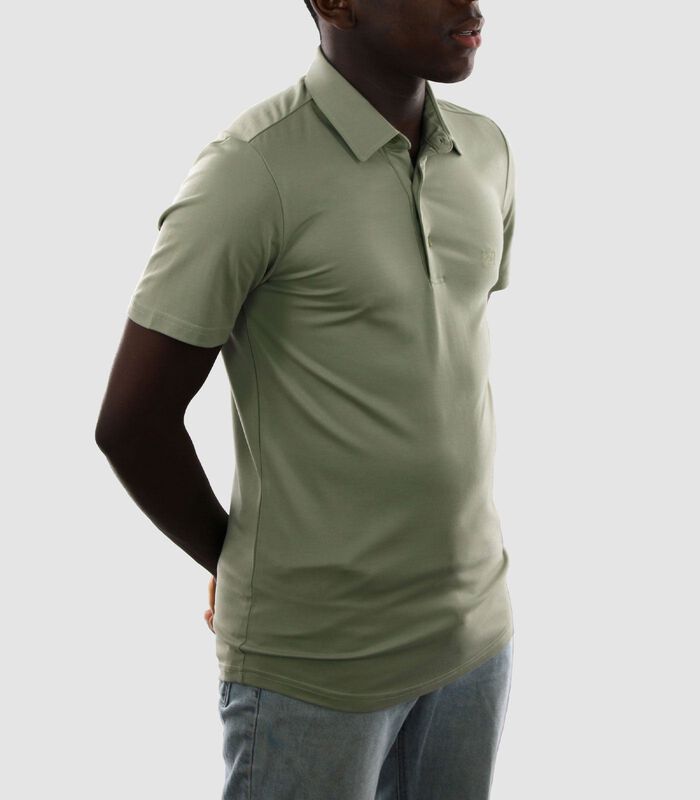 Heren Polo Korte Mouw - Strijkvrij Poloshirt - Beige - Slim Fit - Tencel image number 1