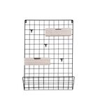 Memo bord Grid - Zwart met houten manden - 66x43x13cm image number 0