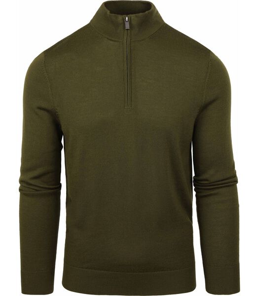 Suitable Merino Half Zip Sweater Olive Green