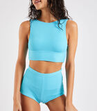 Turquoise bikinibroekje met hoge taille en kreukeffect Naza Scrunchy image number 4