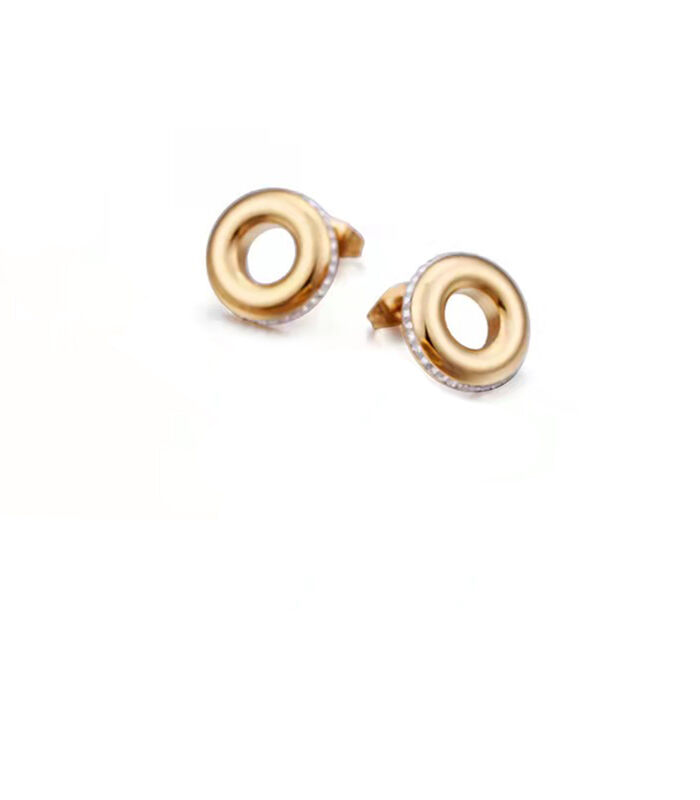 Boucles d'oreilles femme anneaux avec strass - Acier inoxydable image number 0