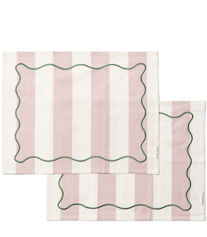 Capri Textielen Placemats Roze - verticale strepen patroon image number 0