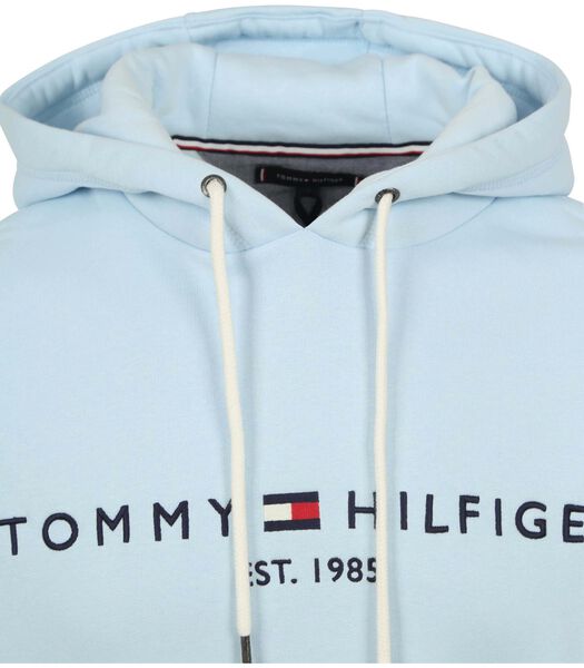 Tommy Hilfiger Sweat à Capuche Logo Bleu Clair