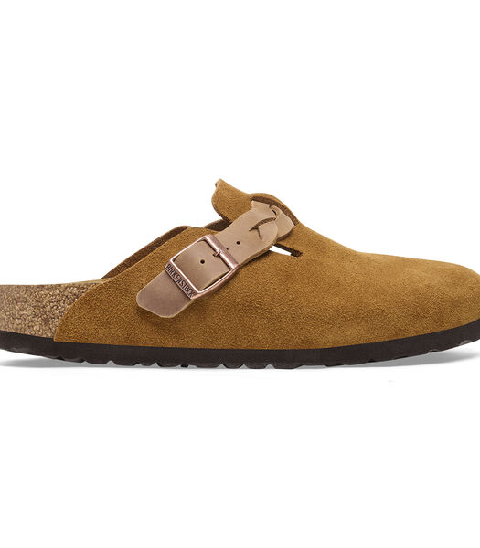 Leren damesklompen Boston Braided Suede