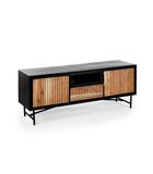 Viking - TV-meubel - 140cm - acacia - naturel - 2 deuren - 1 lade - 1 nis - staal - zwart image number 0