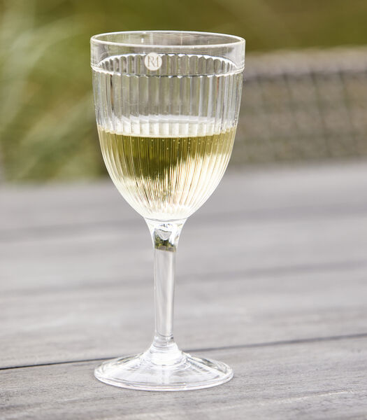 Capri - Verre à vin plastique verre transparent sur pied avec nervures