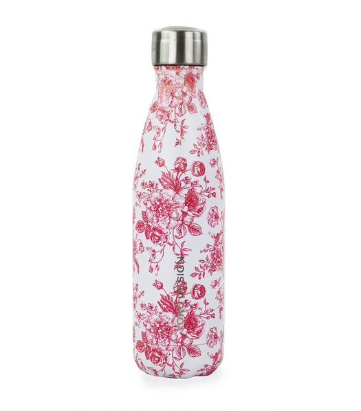 Bouteille isotherme toile de jouy 500 ml rose / rouge