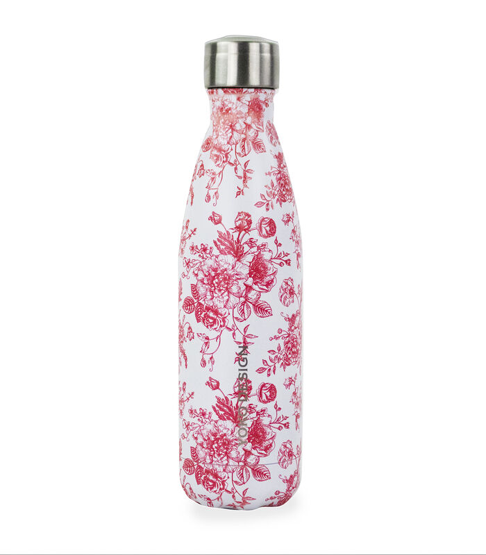 Bouteille isotherme toile de jouy 500 ml rose / rouge image number 0
