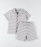 Jersey gestreepte 2-delige pyjama, lichtgrijs/ecru image number 2