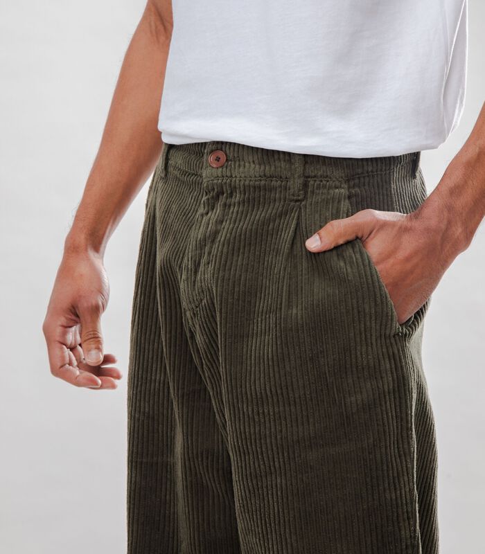 Corduroy Pleated Chino Pants Stone Green image number 1