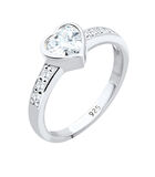 Ring Dames Hart Symbool Verloving Met Zirkonia Kristallen In 925 Sterling Zilver image number 4