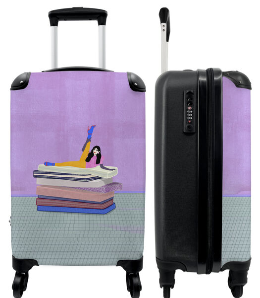 Ruimbagage koffer met 4 wielen en TSA slot (Abstract- Design - Vrouw - Roze)
