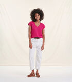 T-shirt rose fuchsia en coton modal petites manches courtes image number 3