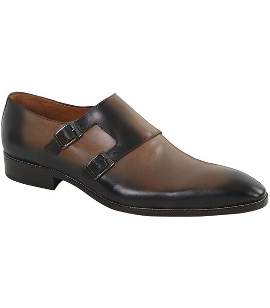 Double Monk Strap Leather Taupe