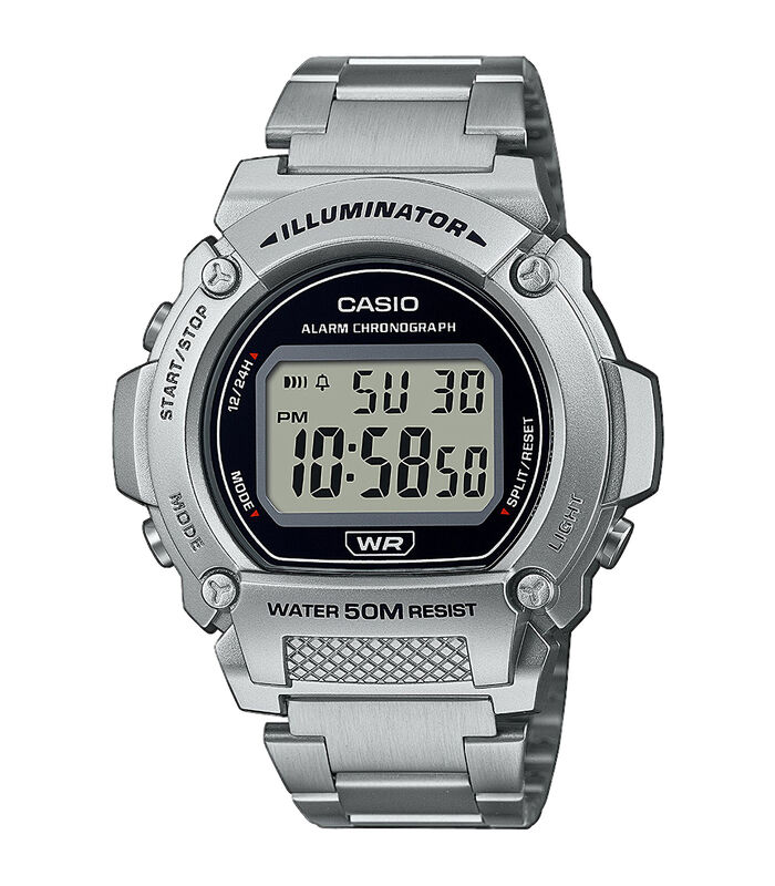 Casio Collection stalen digitaal W-219HD-1AVEF image number 0