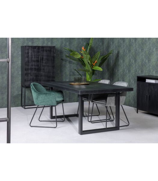 Black Omerta - Table de salle à manger - mangue - noir - rectangulaire - 240x100 cm - pied en U en acier - laqué noir
