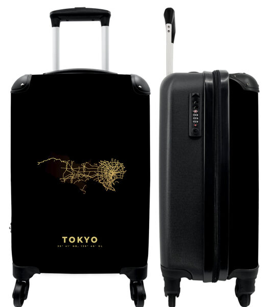 Valise spacieuse avec 4 roues et serrure TSA (Cartes - Plan de ville - Or - Tokyo)
