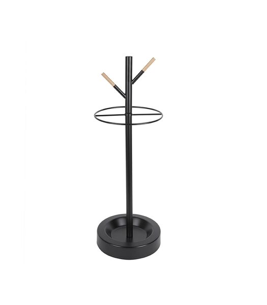 Parapluhouder Fushion - Zwart met rubber, hout - 74x25,5cm