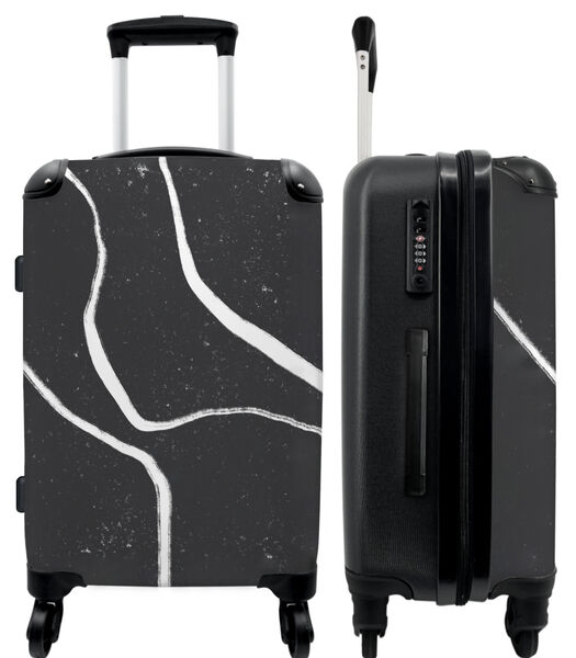 Bagage à main Valise avec 4 roues et serrure TSA (Blanc - Noir - Abstrait - Art)