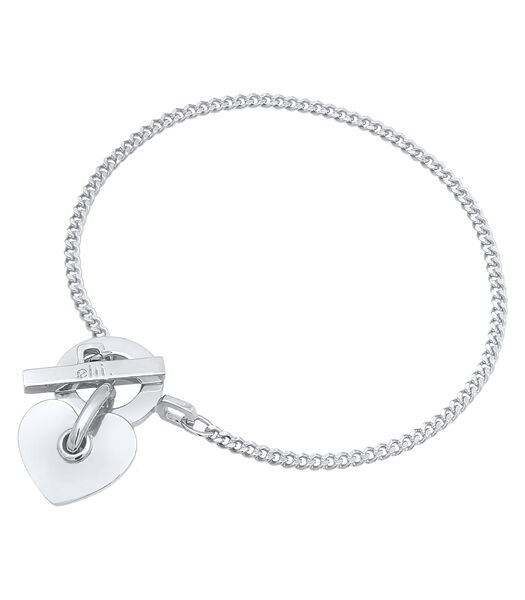 Armband Elli Premium Armband Dames Hart Hanger T-Bone Modern In 925 Sterling Zilver Gerhodineerd