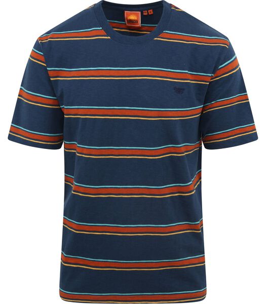 T-Shirt Vintage Strepen Donkerblauw