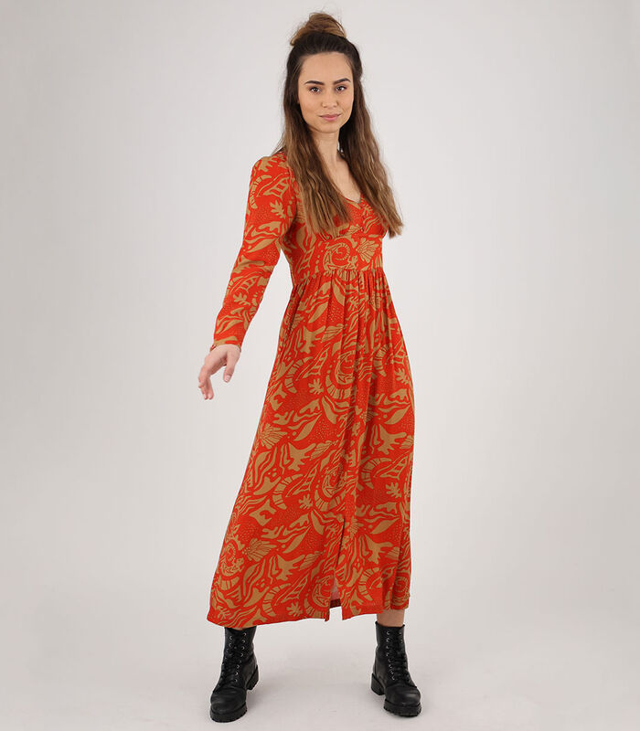 Lange jurk in viscose met print O2DINIA image number 0