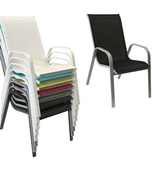 Set van 4 MARBELLA stoelen in zwart textilene - grijs aluminium
