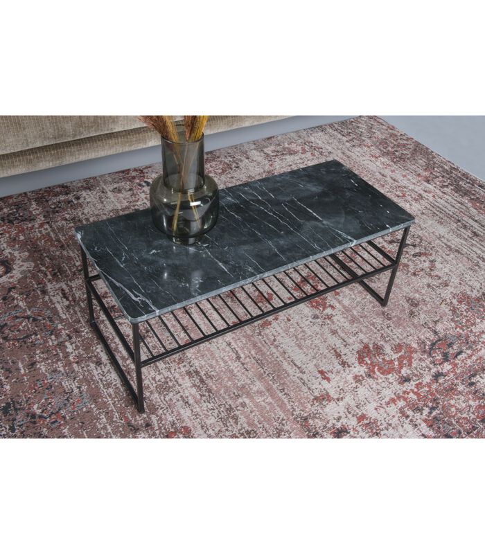 Marble - Table basse - 90cm - marbre - acier laqué - noir - rectangulaire image number 3