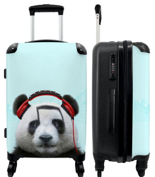 Handbagage Koffer met 4 wielen en TSA slot (Panda - Koptelefoon - Dier - Muzieknoten - Rood)