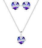 Sieraden Set Dames Hart Motief Precious Met Kristallen In 925 Sterling Zilver image number 1
