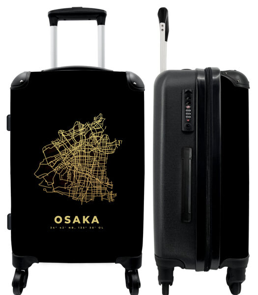 Bagage à main Valise avec 4 roues et serrure TSA (Osaka - Carte - Or - Cartes)