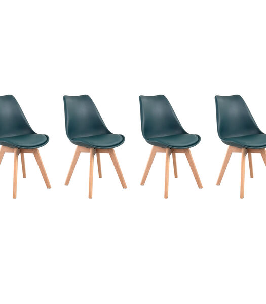 Lot de 4 chaises scandinaves NORA bleues avec coussin