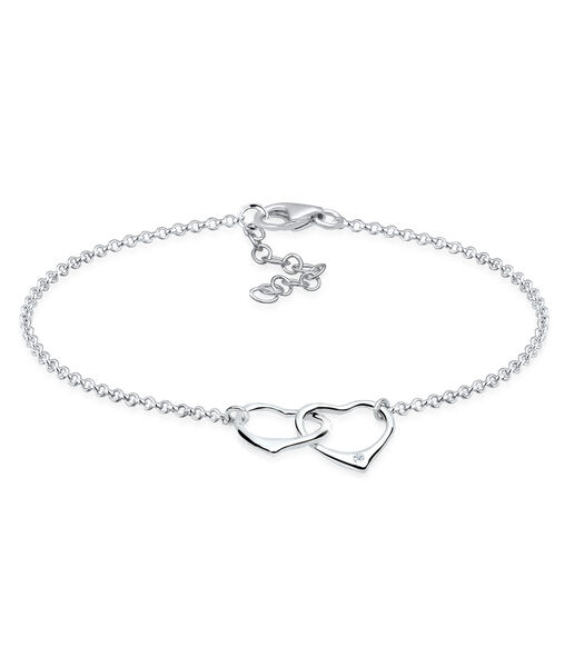 Bracelet Femmes Coeur Entrelacé Amour Avec Diamant (0.015 Ct.) En Argent Sterling 925