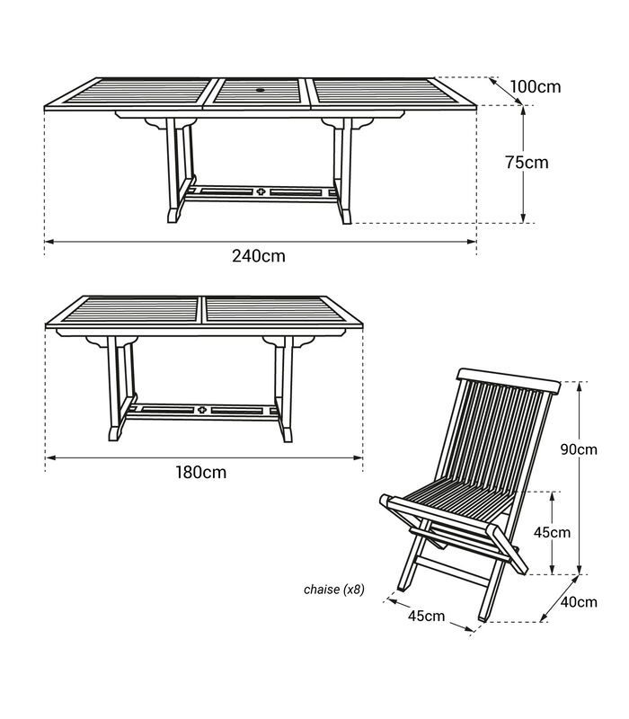 Teak tuinmeubelen LOMBOK - rechthoekige uitschuifbare tafel - 8 zitplaatsen image number 3