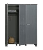 Armoire 3 Portes  - Pin - Anthracite - 202x158x55  - Dennis image number 3