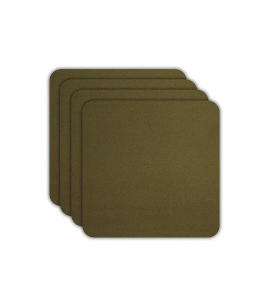 Onderzetters - Soft Leather - Khaki - 10 x 10 cm - 4 Stuks