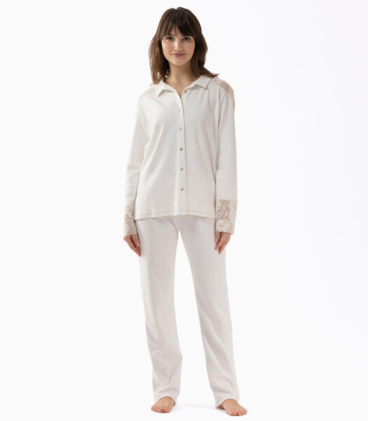 Pyjama boutonné 100% coton et finitions dentelle RITZ 606