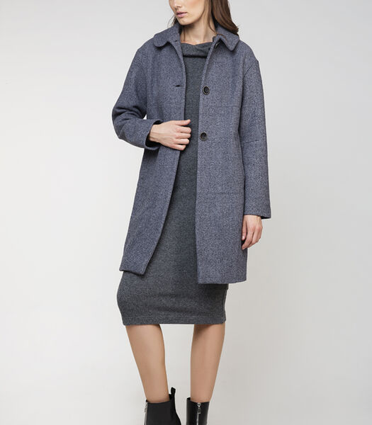 Manteau droit en laine gris