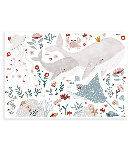 Stickers océan animaux et fleurs Ocean field, Lilipinso