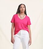 T-shirt rose fuchsia en coton biologique manches courtes image number 0
