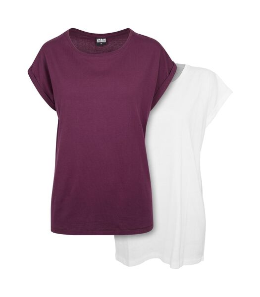 Dames-T-shirt met lange schouders (x2)