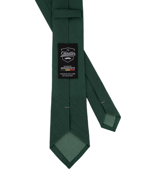 Cravate en lin vert fougère - PASTURE - Fabriquée à la main