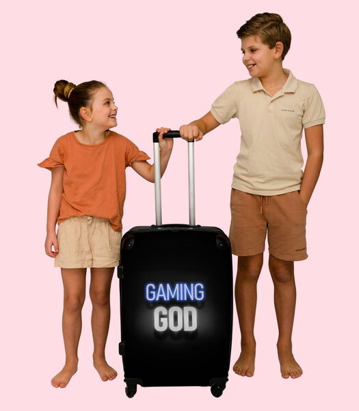 Bagage à main Valise avec 4 roues et serrure TSA (Jeux - Proverbes - Dieu des jeux - Hommes - Néon)