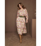 Losse midi jurk in een pastel bloemenprint image number 0