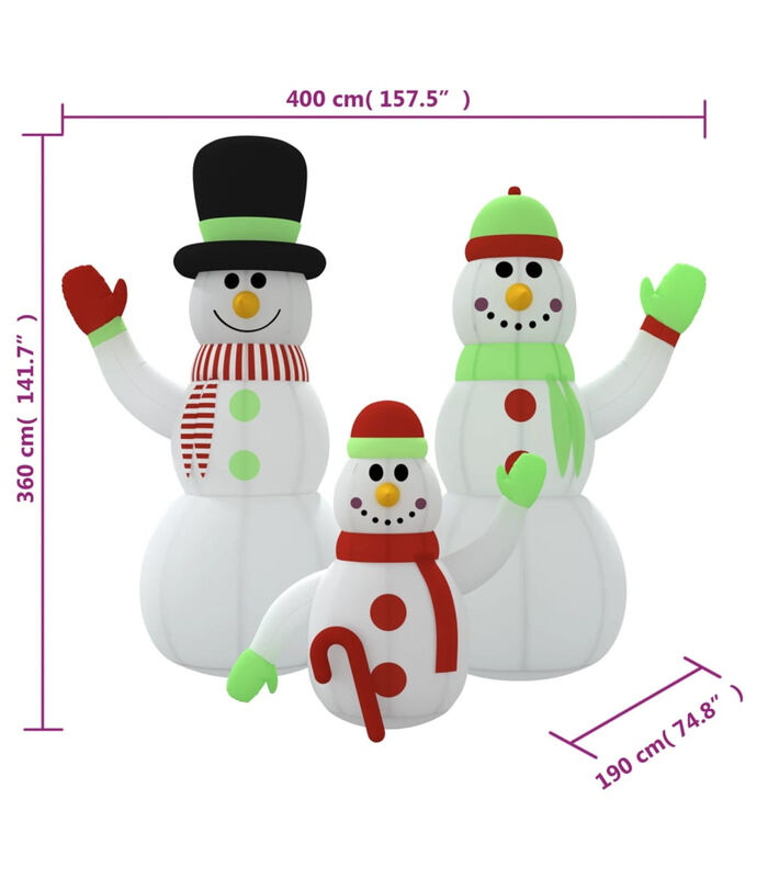 Famille de bonhommes de neige gonflable image number 5