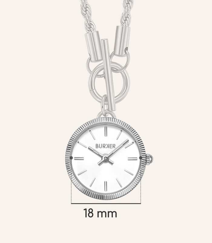 BURKER Nicky Dames Ketting Horloge Hanger - Zilver - 41 cm image number 2