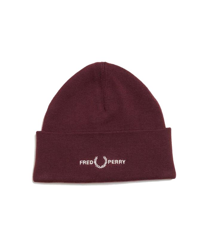 Fred Perry Grafische Beanie Bordeaux Hoofdtelefoon image number 0