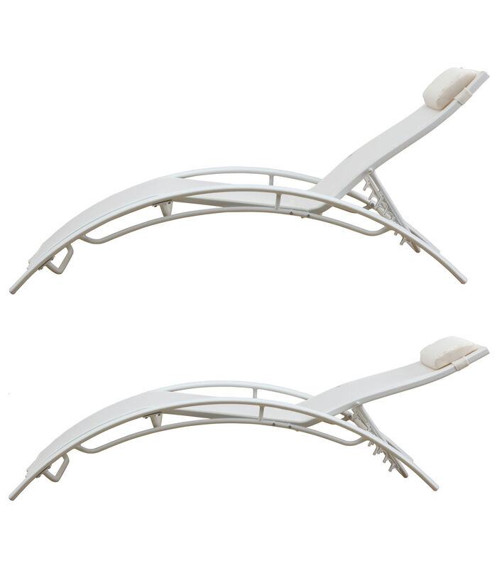 Set van 2 GALAPAGOS witte textilene ligstoelen - wit aluminium image number 1