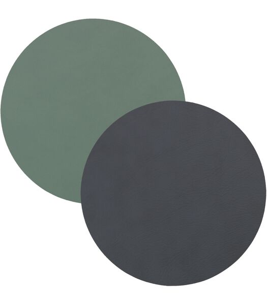Onderzetter Nupo - Leer - Anthracite / Pastel Green - dubbelzijdig - ø 10 cm