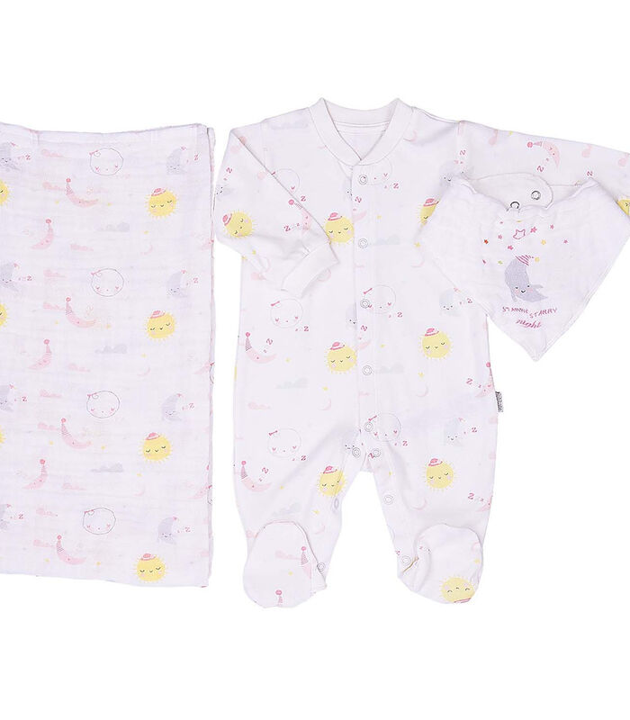 Geboorteset in Biologisch Katoen: Pyjama Maxi Doek en Bandana image number 0